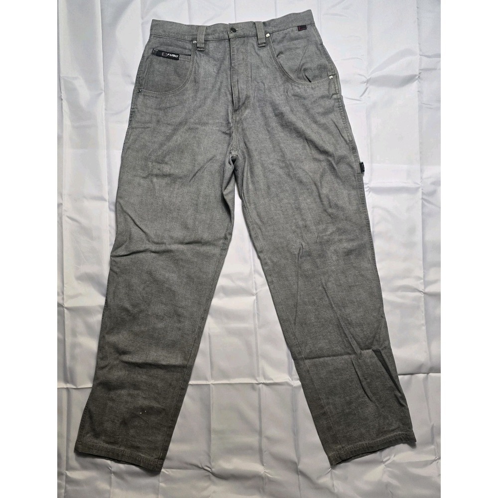 Fubu Y2K Super Baggy Gray Denim‎ Jeans Size 34x34 Streetwear J98